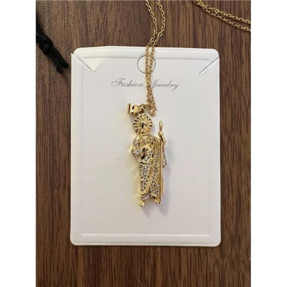 18K Gold Plated  Saints Jude Necklace  |  San Judas Tadeo Pendant Necklace